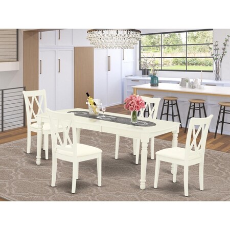 East West Furniture 5 Piece Dover Dining Set - Linen White DOCL5-LWH-C